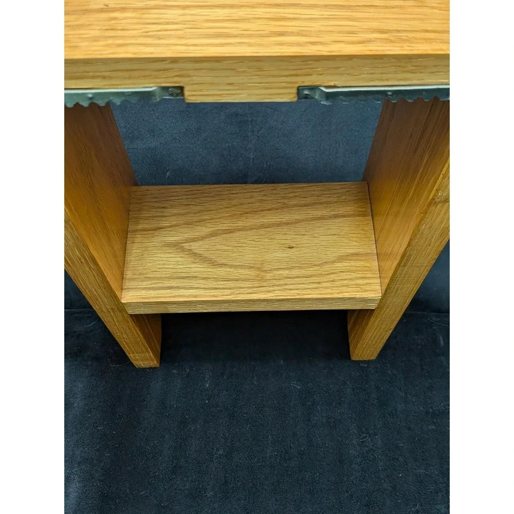 Vtg Oak 2 Tier Shelf Heart Cut Out Knick Knack Rack Tchotchke Trinkets Cottage
